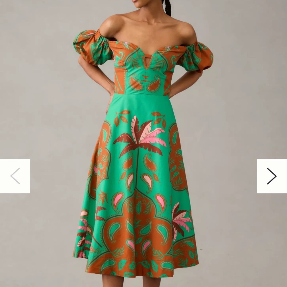 Maeve Green Asymmetrical A-Line Midi Skirt - Picture 3 of 3